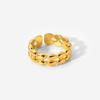 Anillo de acero inoxidable chapado en oro de 18 quilates de doble capa con forma de frijol ovalado abierto anillo de acero de titanio anillo de moda c fábrica cabello lacio