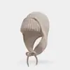 Atmósfera de Invierno Ins Gorro de Lana Tejido Coreano para Mujer Otoño e Invierno Cálido Protección para los Oídos Gorra de Vuelo Gorro Lei Feng para Esquí