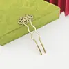 Horquilla de Flor de Nube Auspiciosa en Forma de U Estilo Antiguo Hierro DIY Flor de la Dinastía Han Adorno para el Cabello Dos Puntas Ola Electroforesis Galvanoplastia Accesorios para Horquillas