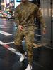 Traje Deportivo Casual de Dos Piezas para Hombre con Estampado de Rama y Costuras, Primavera y Otoño, Sudadera con Cuello Redondo y Pantalones
