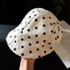 Gorra de Boina Estilo Artístico Lunares Negros Vintage para Mujer, Adelgazante, Sombrilla de Verano para Cabeza Grande, Gorra Pico de Pato