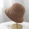 Elegante sombrero de pescador tejido estilo francés para mujer, versátil sombrero de cubo vintage, adecuado para circunferencia de cabeza grande, hace que la cara se vea más pequeña, sombrero de cubo moderno
