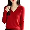26 Novo Suéter de Tricô com Gola V de Manga Longa Outono/Inverno, Soltinho e Versátil, Estilo Coreano, Cor Sólida Simples, Peça Superior Quente para Mulheres