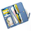 Carteira Feminina Longa Couro Cor Sólida Moda Carteira Porta-Moedas Clutch Porta-Cartões Bolsa de Armazenamento