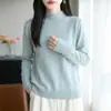 Suéter de malha trançada com gola semi-alta, outono e inverno, novo, para comércio exterior transfronteiriço, suéter base quente de manga comprida, modelador, na cor rosa