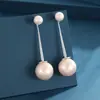 Brincos Argola Grandes com Pérolas e Agulha de Prata Personalizados, Estilo Exagerado de Nicho da Moda, Sensação de Alto Padrão, Brincos Versáteis Retrô Franceses