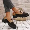 Sapatos de salto baixo femininos estilo britânico plus size para travessia de fronteira 2026 mocassins retrô para primavera e outono, slip-on de salto grosso em couro disponíveis