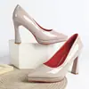 Tacones de Plataforma Impermeables para Mujer, Suelas Rojas Sexys, Elegantes y Cómodos, Zapatos Versátiles de Punta Fina para Mujeres Profesionales, Impresionantes Zapatos para Viajar al Trabajo para Mujer