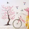 HS1233H Original Pêssego Rosa Árvore Beija-flor Autoadesivo Adesivos de Parede Quarto Sala de Estar Quarto de Crianças Adesivo Decorativo Aconchegante