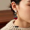 Pendientes Ovalados de Flor de Aguja de Plata Vintage, Estilo Retro Francés, Pendientes Elegantes y Lujosos
