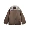 Roupas Vintage 2025 Inverno Novo Estilo Chinês Retro Zíper Diagonal Design Jaqueta de Algodão para Homens e Mulheres com Gola de Pelo Casaco Quente