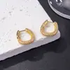 Aretes de Clip U de Moda Coreanos y Japoneses para Mujer, Pendientes Minimalistas de Zirconia con Diamantes Completos y un Diseño Genial y Elegante
