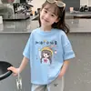 2026 Novo Estilo Camiseta Infantil Menina Gola Redonda Estampada Desenho Animado Fofo Algodão Puro Verão Manga Curta