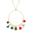 Pulseras navideñas europeas y americanas transfronterizas, con campanas, copos de nieve, Papá Noel, renos y hombres de jengibre, con un diseño de cuentas de cordón corredizo