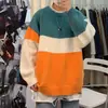 Suéter Retro para Hombre Bloque de Color Rayas Tejido Base Otoño Invierno Engrosado Tendencia Marca Tejido Holgado Prendas de Abrigo