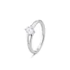 Anel de Casamento Xuping Simples com Pedra Artificial Incrustada Liga de Cobre Banhado a Branco Estilo Ins Japonês e Coreano Venda por Atacado para Mulheres