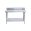 Bancada de Trabalho Espessa em Aço Inoxidável 304, Mesa de Operação de Camada Dupla, Mesa de Embalagem e Corte, Mesa de Armazenamento, Mesa de Cozinha de Restaurante com Divisória