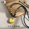 Loja de ouro com o mesmo método antigo de pingente fu gordinho de ouro de areia para mulheres, corda que não desbota a longo prazo, palavra de bênção, pingente fu gordinho de camelo dourado pequeno