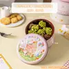 Caja de Galletas Lata Redonda Vacía Copo de Nieve Caramelo Crujiente de Turrón Postre para Hornear Empaque Caja de Almacenamiento de Dibujos Animados para Niños