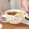 Tigela de Ovos Cozidos com Duas Orelhas Doméstica Estilo Japonês Fofa de Cerâmica Tigela de Arroz Infantil Tigela Especial para Comida de Bebê Tigela de Sopa Tigela de Salada