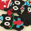 Parche de Tela Adhesivo DIY Original en Stock con Bordado de Gato Negro de Dibujos Animados Decoración para Ropa Infantil