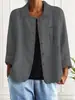 Camisa de Algodón y Lino Holgada para Mujer Primavera y Otoño 2026 con Cuello de Solapa, Mangas Largas, Botones de Madera Vintage, Chaqueta Camisa Versátil Casual