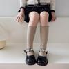 Calcetines de media pantorrilla para niña para Primavera y Otoño con Lazo, Estilo Bosque Vintage, Calcetines de Algodón Arrugados Color Sólido Princesa Lolita de Otoño
