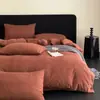 Conjunto de quatro peças de algodão puro, algodão lavado, escovado, com jacquard tridimensional em relevo, espessado para outono e inverno, conjunto de quatro peças de roupa de cama em jacquard escovado