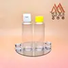 Botella PET plana redonda de 120ML, botella dispensadora transparente, botella para tónico e hidrosol, botella cosmética vacía, portátil para viajes