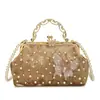 Bolso de Concha Incrustado con Perlas Estilo Celebridad de Internet 2025 Nuevo de Primavera Bolso de Mano de Moda Texturizado Bolso de Hombro para Mujer
