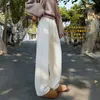 Pantalones de pierna ancha marrones para mujer, principios de otoño 2026, forrados de polar, cálidos, para figuras petite, felpa de cordero de chenilla, pantalones largos casuales estilo banana