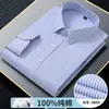 Camisas Masculinas 100% Algodão, Camisas Listradas Azuis de Alta Qualidade, Camisas que Não Amassam, Camisas Casuais de Negócios Masculinas de Alta Qualidade, Tamanhos Grandes
