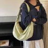 Bolsa de Bolinho Estilo Coreano Simples para o Trabalho Grande Capacidade Artística Nova Textura Bolsa de Lona Bolsa Transversal Versátil Bolsa Meia-Lua Mulheres