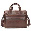 Pasta de Couro para Computador para Viagens de Negócios Internacionais, Bolsa de Mão e Bolsa Transversal de Couro Bovino de Primeira Camada, Pasta Masculina