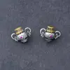 Plata de Ley S925 Incrustada con Cobre, Botella del Tesoro Negra Personalizada con Fondo de Nube, Pulsera de Cuerda Estilo Antiguo, Accesorios de Bodhi para DIY