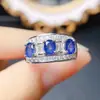Anillo de Zafiro Natural Popular al por Mayor de Fábrica Plata S925 Incrustado con Piedra Principal 4*5 Joyería de Lujo Venta Directa de Fábrica