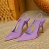 Sapatos femininos de moda europeia e americana plus size para travessia de fronteira 2026, salto agulha, bico fechado, sandálias de cor doce, sandálias femininas
