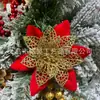 Pieza Hueca Hexagonal Caliente Transfronteriza Combinación de Flor de Navidad Roja Flor de Simulación Accesorios para Árbol de Navidad Colgante Suministros Festivos