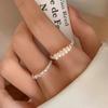 Anillos Fragmentados de Plata Chapada en Plata 925, Perla de Agua Dulce de Lujo Ligero, Piedra Natural, Diseño de Nicho, Anillos Elásticos Apilables