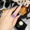 Brincos Versa Femininos Estilo Luxo Leve Banhados a Ouro Branco Diamante Roxo 10*14 Quilate Super Grande Conjunto de Três Peças para Mulher