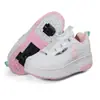 Zapatos para caminar con deformación de cuatro ruedas Zapatos de patinaje automáticos para niños Zapatos de patinaje invisibles para estudiantes masculinos y femeninos Zapatos con ruedas para caminar para adultos