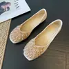 Zapatos Planos de Verano 2026 Nuevos para Mujer con Cuadrado de Pedrería y Punta Cuadrada, Zapatos de Mujer Estilo Hada de Suela Suave Poco Profundos Slip-On N1368-16