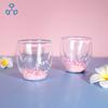 Taza de Doble Pared de Vidrio de Borosilicato Resistente a Altas Temperaturas, Aislante Térmico, Estilo Japonés Romántico de Flor de Cerezo, Hecha a Mano, para Agua, Té con Leche