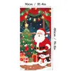 Cubierta de puerta navideña de venta caliente transfronteriza con estampado de muñeco de nieve de poliéster para decoración y ambientación de fiesta navideña en casa