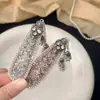 Pinza Bb Rosa Lichi de Alta Resistencia con Estilo Étnico de Cristal, Pinza Lateral con Strass Brillante para Flequillo, Pinza para el Cabello de Nuevo Estilo Chino de Alta Resistencia de Lujo Ligero para Mujeres