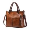 Bolso mujer 2022 Nueva Moda doble bolsillo bolso de mano retro PU piel aceitosa hombro diagonal bolsa de moda al por mayor
