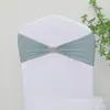 Funda para silla sin nudos, termoadhesiva, con lazo de flores y pedrería, con banda elástica y pedrería, ideal para bodas, eventos y comercio exterior.