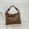 Bolsa de Palha Grande Capacidade 2026 Verão Novo Estilo Bolsa de Ombro Personalizada Cor Sólida Relaxada Bolsa de Praia para Férias