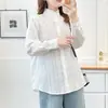 EspecialBlusa jacquard elegante para mujer talla grande, otoño 2026, nuevo estilo, con cuello de encaje y cuello mao pequeño 0718