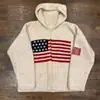 Transfronterizo Europeo y Americano Otoño e Invierno 2024 Explosiones Bandera Americana Suéter de Punto para Mujer Elegante Casual Combinable Cuello Redondo Manga Larga Suéter